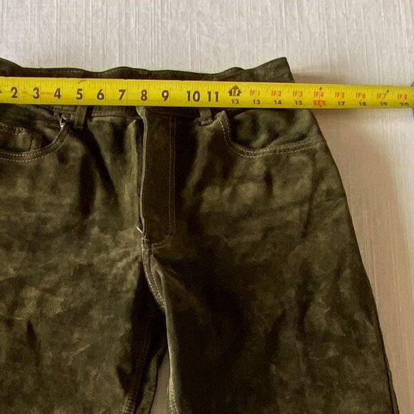 Vintage 2000s Suede Leather Pants - Size M - Wash & Wear Washable Suede - Picture 4 of 8